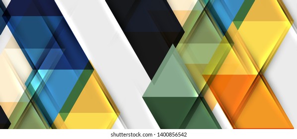 Abstract geometric background. Modern overlapping triangles. Unusual color shapes for your message. Business or tech presentation, app cover vector template