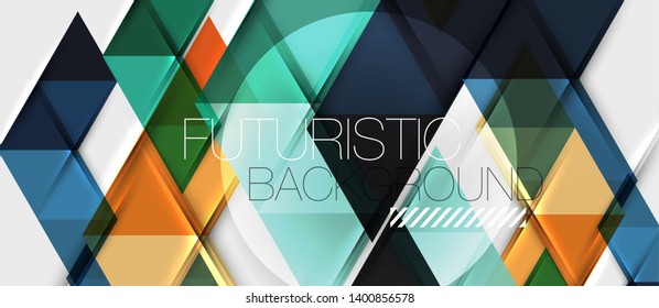 Abstract geometric background. Modern overlapping triangles. Unusual color shapes for your message. Business or tech presentation, app cover vector template
