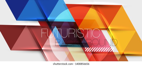 Abstract geometric background. Modern overlapping triangles. Unusual color shapes for your message. Business or tech presentation, app cover vector template