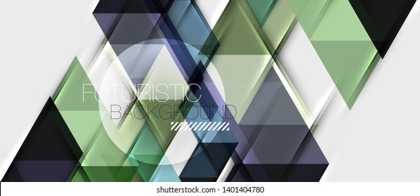 Abstract geometric background. Modern overlapping triangles. Unusual color shapes for your message. Business or tech presentation, app cover vector template