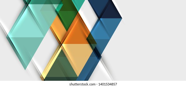 Abstract geometric background. Modern overlapping triangles. Unusual color shapes for your message. Business or tech presentation, app cover vector template