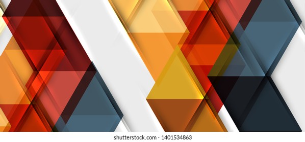 Abstract geometric background. Modern overlapping triangles. Unusual color shapes for your message. Business or tech presentation, app cover vector template