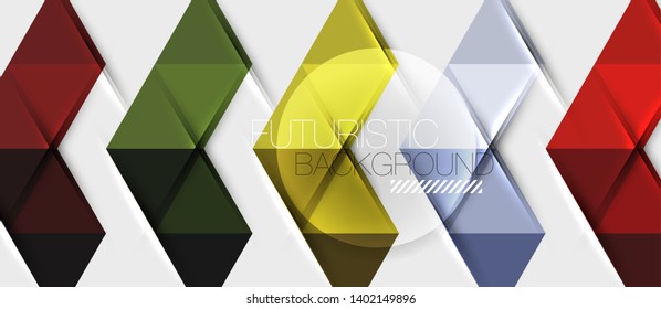 Abstract geometric background. Modern overlapping triangles. Unusual color shapes for your message. Business or tech presentation, app cover vector template