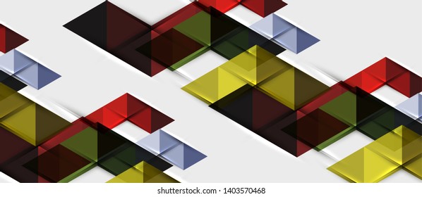 Fondo geométrico abstracto. Triángulos superpuestos modernos. Formas de color inusuales para el mensaje. Presentación empresarial o tecnológica, plantilla vectorial de portada de aplicaciones