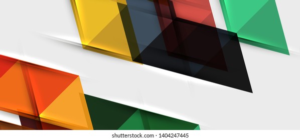 Fondo geométrico abstracto. Triángulos superpuestos modernos. Formas de color inusuales para el mensaje. Presentación empresarial o tecnológica, plantilla vectorial de portada de aplicaciones