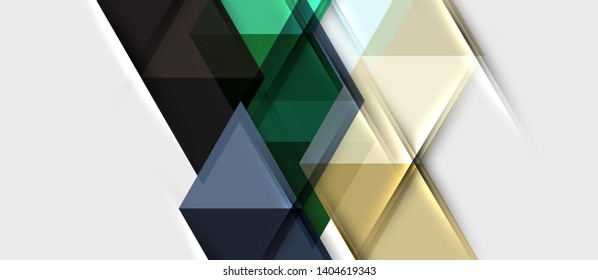 Fondo geométrico abstracto. Triángulos superpuestos modernos. Formas de color inusuales para el mensaje. Presentación empresarial o tecnológica, plantilla vectorial de portada de aplicaciones