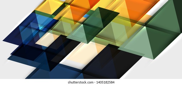 Abstract geometric background. Modern overlapping triangles. Unusual color shapes for your message. Business or tech presentation, app cover vector template