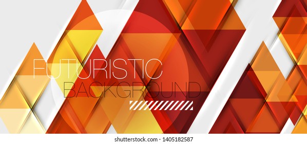 Fondo geométrico abstracto. Triángulos superpuestos modernos. Formas de color inusuales para el mensaje. Presentación empresarial o tecnológica, plantilla vectorial de portada de aplicaciones