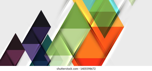 Abstract geometric background. Modern overlapping triangles. Unusual color shapes for your message. Business or tech presentation, app cover vector template