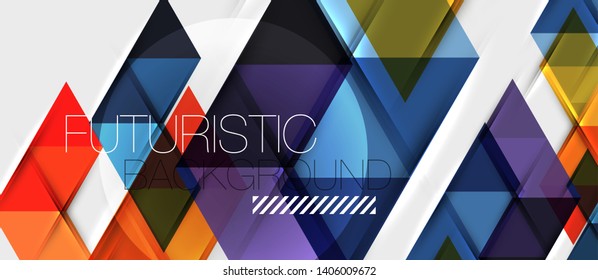 Abstract geometric background. Modern overlapping triangles. Unusual color shapes for your message. Business or tech presentation, app cover vector template