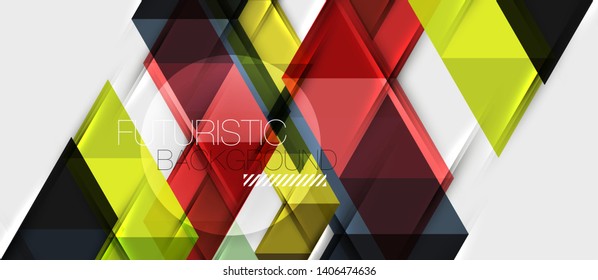 Abstract geometric background. Modern overlapping triangles. Unusual color shapes for your message. Business or tech presentation, app cover vector template