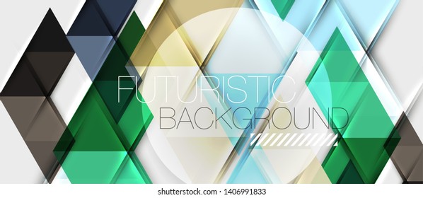 Abstract geometric background. Modern overlapping triangles. Unusual color shapes for your message. Business or tech presentation, app cover vector template