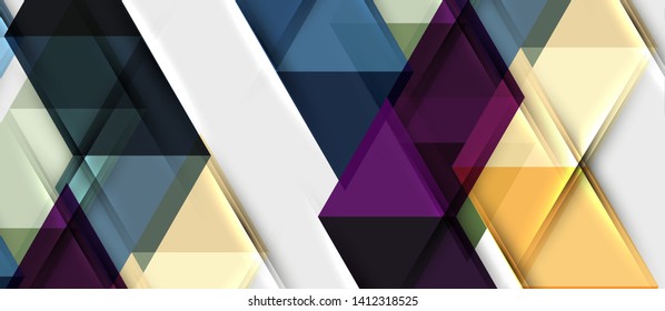 Abstract geometric background. Modern overlapping triangles. Unusual color shapes for your message. Business or tech presentation, app cover vector template