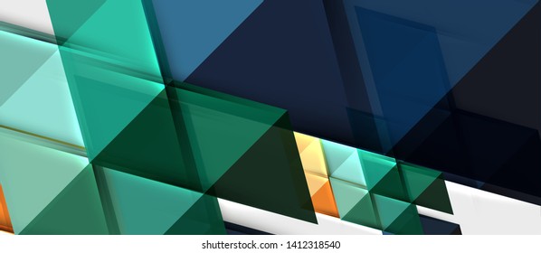 Fondo geométrico abstracto. Triángulos superpuestos modernos. Formas de color inusuales para el mensaje. Presentación empresarial o tecnológica, plantilla vectorial de portada de aplicaciones
