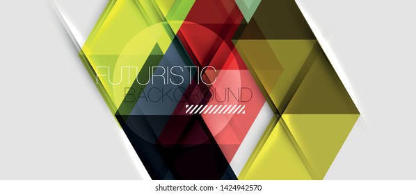 Abstract geometric background. Modern overlapping triangles. Unusual color shapes for your message. Business or tech presentation, app cover vector template