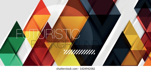 Abstract geometric background. Modern overlapping triangles. Unusual color shapes for your message. Business or tech presentation, app cover vector template