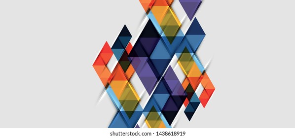 Abstract geometric background. Modern overlapping triangles. Unusual color shapes for your message. Business or tech presentation, app cover vector template