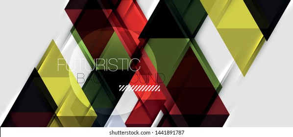 Abstract geometric background. Modern overlapping triangles. Unusual color shapes for your message. Business or tech presentation, app cover vector template