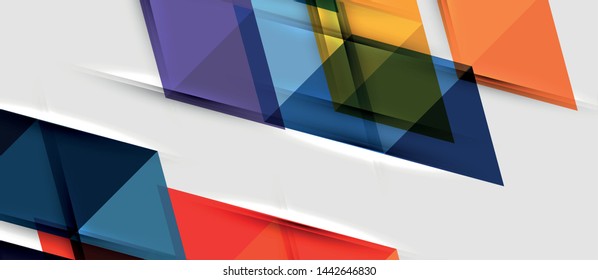 Abstract geometric background. Modern overlapping triangles. Unusual color shapes for your message. Business or tech presentation, app cover vector template