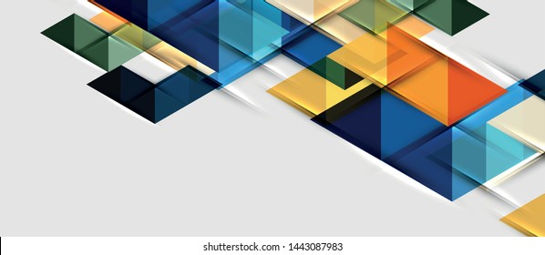 Abstract geometric background. Modern overlapping triangles. Unusual color shapes for your message. Business or tech presentation, app cover vector template