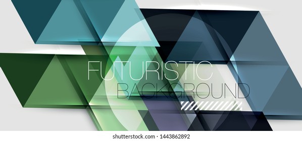 Abstract geometric background. Modern overlapping triangles. Unusual color shapes for your message. Business or tech presentation, app cover vector template
