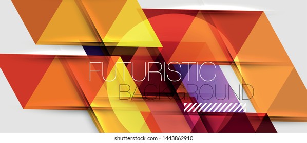 Abstract geometric background. Modern overlapping triangles. Unusual color shapes for your message. Business or tech presentation, app cover vector template