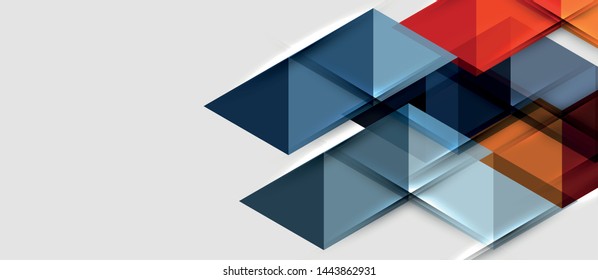 Abstrakter geometrischer Hintergrund. Moderne, sich überlappende Dreiecke. Ungewöhnliche Farbformen für Ihre Nachricht. Geschäfts- oder Technologiepräsentation, App-Titelvorlage, Vektorvorlage