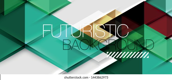 Fondo geométrico abstracto. Triángulos superpuestos modernos. Formas de color inusuales para el mensaje. Presentación empresarial o tecnológica, plantilla vectorial de portada de aplicaciones