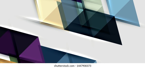 Abstract geometric background. Modern overlapping triangles. Unusual color shapes for your message. Business or tech presentation, app cover vector template
