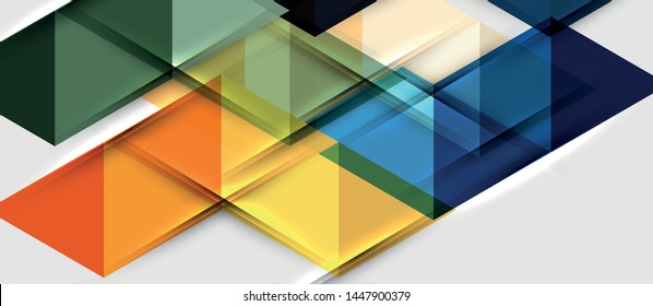 Abstract geometric background. Modern overlapping triangles. Unusual color shapes for your message. Business or tech presentation, app cover vector template