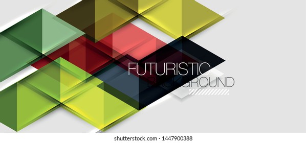 Abstract geometric background. Modern overlapping triangles. Unusual color shapes for your message. Business or tech presentation, app cover vector template