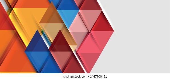 Abstract geometric background. Modern overlapping triangles. Unusual color shapes for your message. Business or tech presentation, app cover vector template