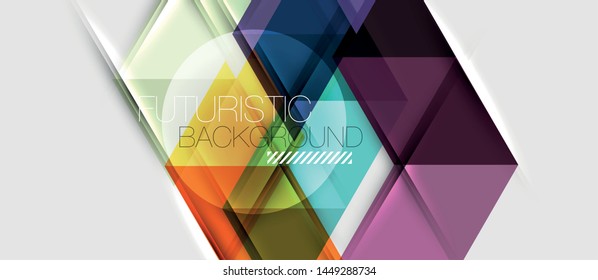 Abstract geometric background. Modern overlapping triangles. Unusual color shapes for your message. Business or tech presentation, app cover vector template