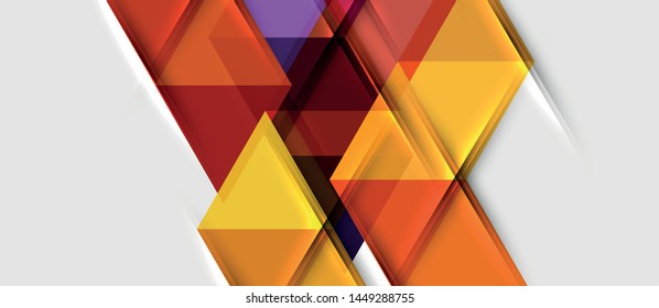 Abstract geometric background. Modern overlapping triangles. Unusual color shapes for your message. Business or tech presentation, app cover vector template