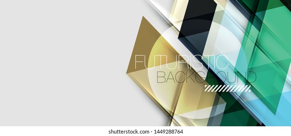 Abstract geometric background. Modern overlapping triangles. Unusual color shapes for your message. Business or tech presentation, app cover vector template