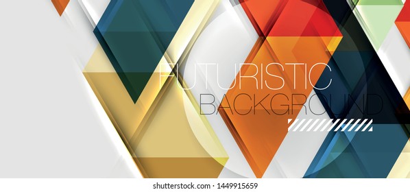 Abstract geometric background. Modern overlapping triangles. Unusual color shapes for your message. Business or tech presentation, app cover vector template