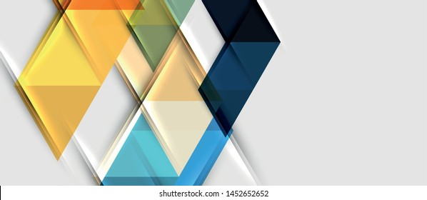 Abstract geometric background. Modern overlapping triangles. Unusual color shapes for your message. Business or tech presentation, app cover vector template