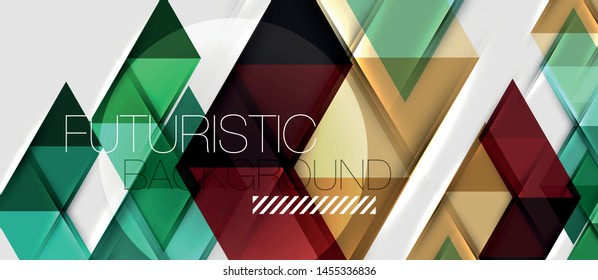 Abstract geometric background. Modern overlapping triangles. Unusual color shapes for your message. Business or tech presentation, app cover vector template