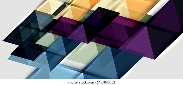 Abstract geometric background. Modern overlapping triangles. Unusual color shapes for your message. Business or tech presentation, app cover vector template