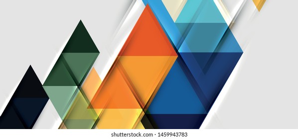 Abstract geometric background. Modern overlapping triangles. Unusual color shapes for your message. Business or tech presentation, app cover vector template