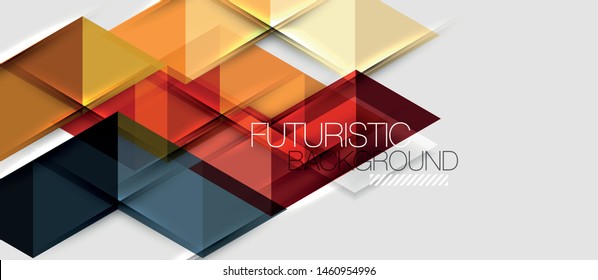 Fondo geométrico abstracto. Triángulos superpuestos modernos. Formas de color inusuales para el mensaje. Presentación empresarial o tecnológica, plantilla vectorial de portada de aplicaciones