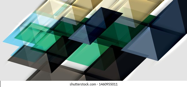 Abstract geometric background. Modern overlapping triangles. Unusual color shapes for your message. Business or tech presentation, app cover vector template