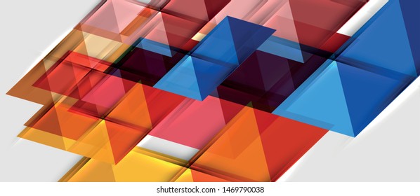 Abstract geometric background. Modern overlapping triangles. Unusual color shapes for your message. Business or tech presentation, app cover vector template