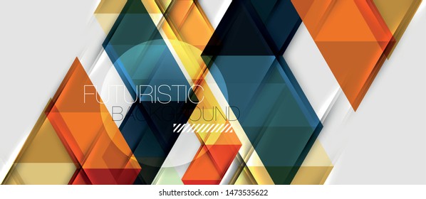 Abstract geometric background. Modern overlapping triangles. Unusual color shapes for your message. Business or tech presentation, app cover vector template