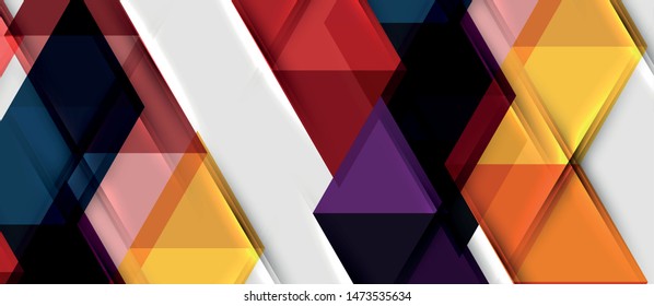 Abstract geometric background. Modern overlapping triangles. Unusual color shapes for your message. Business or tech presentation, app cover vector template