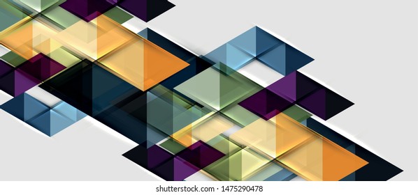 Abstract geometric background. Modern overlapping triangles. Unusual color shapes for your message. Business or tech presentation, app cover vector template