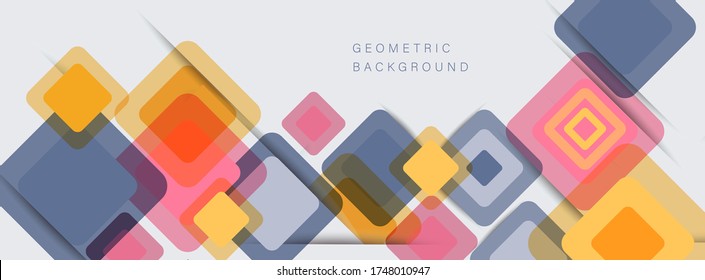 Fondo geométrico abstracto. Rombos superpuestos modernos. Formas de color inusuales para el mensaje. Presentación empresarial o tecnológica, plantilla vectorial de portada de aplicaciones