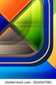 Abstract geometric background. Modern overlapping rounded squares. Unusual color forms for your message. Business or technical presentation. Vector illustration