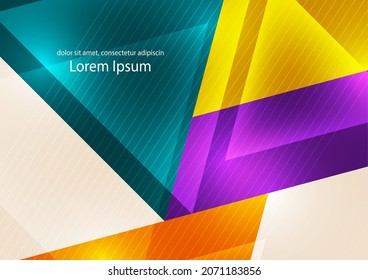 Fondo geométrico abstracto. Triángulos superpuestos modernos. Colores brillantes. Plantilla para presentaciones de negocios, portadas de aplicaciones y diseños de sitios web. Ilustración del vector