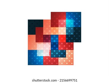Abstract geometric background. Modern overlapping squares. Fancy color shapes for your message. Business or technical presentation. Vector illustration